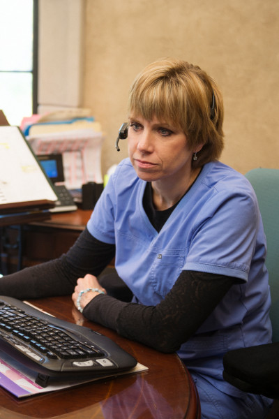 Lesley, our intake nurse, speaking with a client